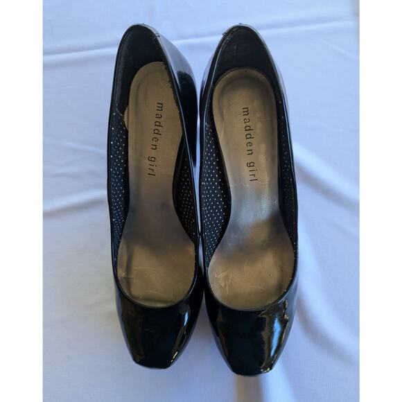 Madden Girl Shiny Patent Leather Heels Black Women Size 8.5 M 3 inch heel - Picture 6 of 9